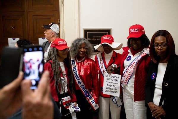Supporters of District of Columbia statehood at a hearing, the first of its kind in more than two decades, on Capitol Hill on Thursday.