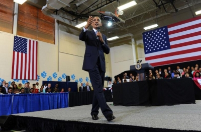 President Obama speaks during a town hall meeting at the Walker Jones Education Campus in Washington, DC, on July 21, 2014.
