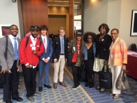 Group photo after the #CBCFALC18 panel discussion. Pictured: Emmanuel Brantley (Director of Communications, DC Councilmember Anita Bonds), Frank Barr (Video/Television Producer, Complex, Inc.), Aaron Shelsby (junior, School Without Walls and intern with U.S. Senator Michael D. Brown), Levi Berger (junior, School Without Walls and intern with U.S. Senator Michael D. Brown), Anise Jenkins (Executive Director, Stand Up! for Democracy/Free DC), Esther Lane (Volunteer, Stand Up! for Democracy/Free DC), Joyce Robinson Paul (DC Statehood Green Party) and Delegate Eleanor Holmes Norton (D-DC).