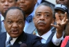 The Rev. Walter Fauntroy gestures as he speaks, while the Rev. Al Sharpton listens during a news conference in front of the John A. Wilson Building on August 27, 2010 in Washington, DC..The news conference was held to announce a march to commemorate the 47th anniversary of the Rev. Dr. Martin L. King, Jr.&#039;s March on Washington. August 26, 2010