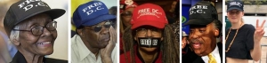 Ms. Loree H. Murray, Mayor Marion Barry, Anise Jenkins, Al Sharpton and Rapper Meggalooch (Megan Dunn) all sport &quot;FREE DC&quot; hats!